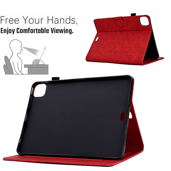 For iPad Pro 11 2024 Rhombus TPU Smart Leather Tablet Case(Red)