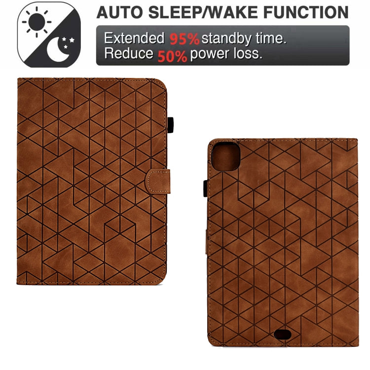 For iPad Pro 11 2024 Rhombus TPU Smart Leather Tablet Case(Brown)