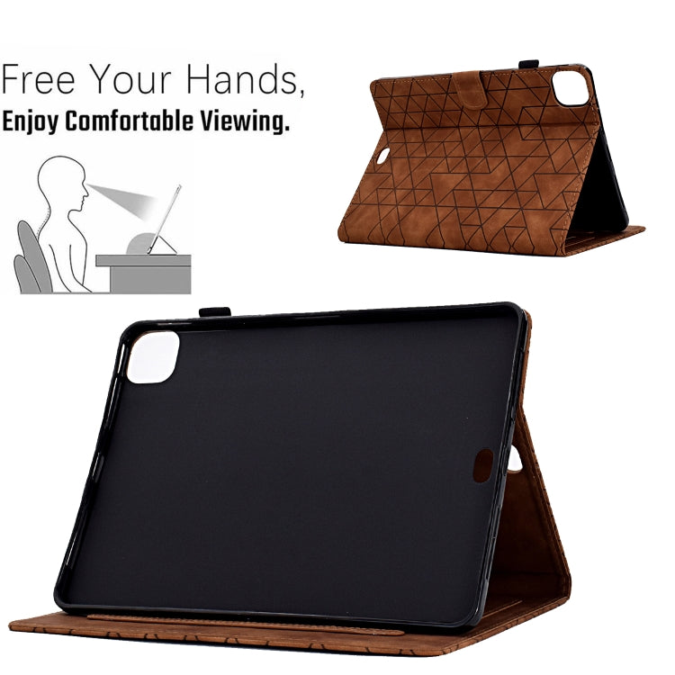 For iPad Pro 11 2024 Rhombus TPU Smart Leather Tablet Case(Brown)