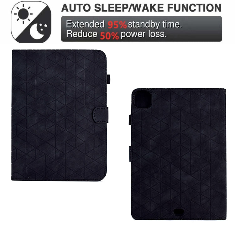 For iPad Pro 11 2024 Rhombus TPU Smart Leather Tablet Case(Black)