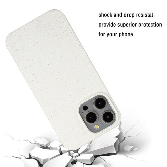 For iPhone 15 Pro Wheat MagSafe Magnetic Straw Material + TPU Phone Case(White)