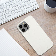 For iPhone 15 Pro Wheat MagSafe Magnetic Straw Material + TPU Phone Case(White)