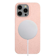 For iPhone 15 Pro Wheat MagSafe Magnetic Straw Material + TPU Phone Case(Pink)