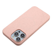 For iPhone 15 Pro Wheat MagSafe Magnetic Straw Material + TPU Phone Case(Pink)