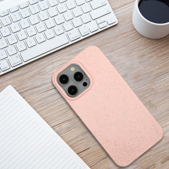 For iPhone 15 Pro Wheat MagSafe Magnetic Straw Material + TPU Phone Case(Pink)