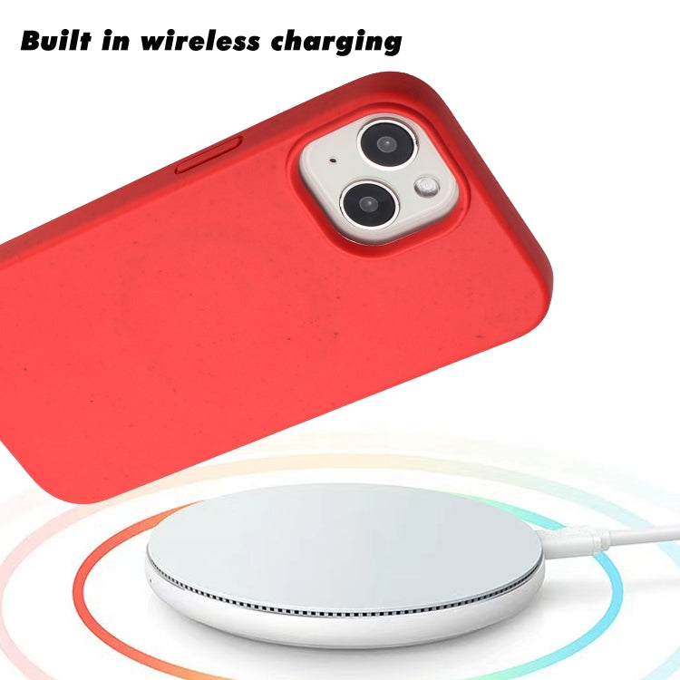 For iPhone 15 Plus Wheat MagSafe Magnetic Straw Material + TPU Phone Case(Red)