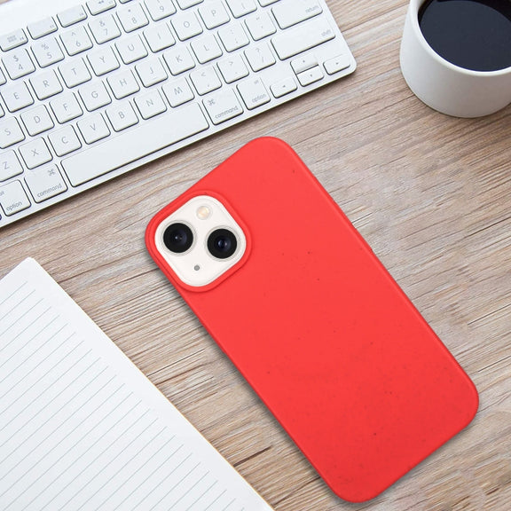 For iPhone 15 Plus Wheat MagSafe Magnetic Straw Material + TPU Phone Case(Red)