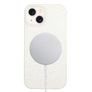 For iPhone 15 Wheat MagSafe Magnetic Straw Material + TPU Phone Case(White)