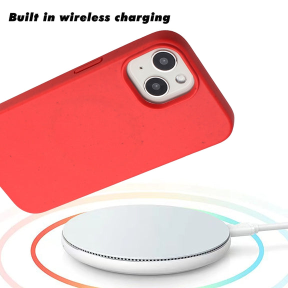 For iPhone 14 Wheat MagSafe Magnetic Straw Material + TPU Phone Case(Red)