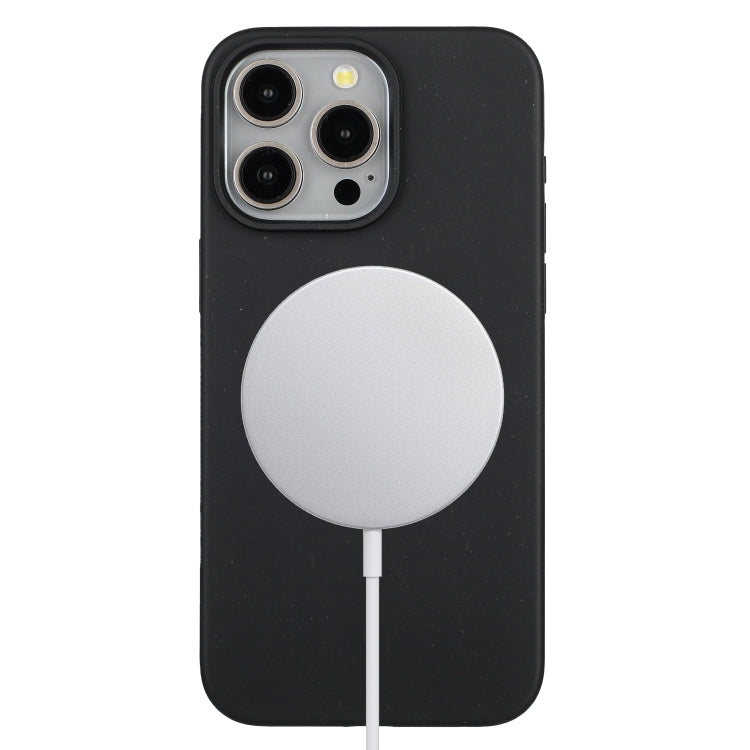 For iPhone 14 Pro Wheat MagSafe Magnetic Straw Material + TPU Phone Case(Black)