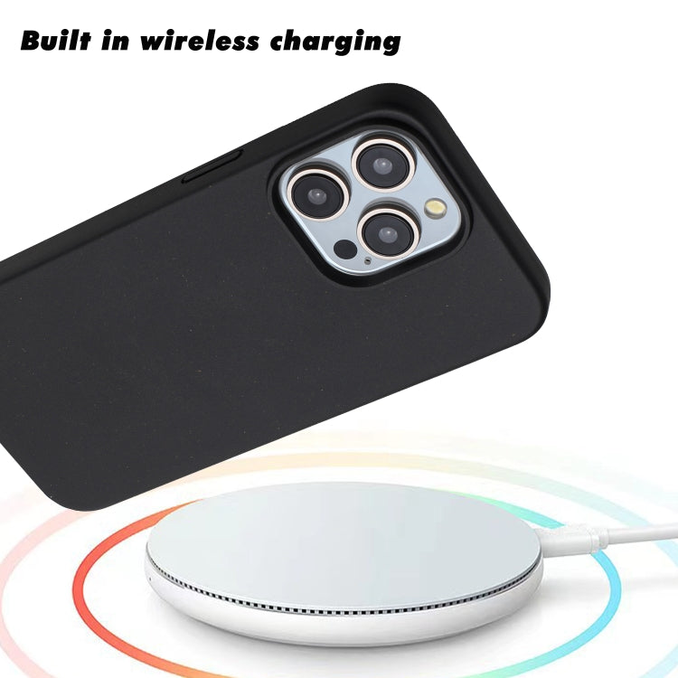 For iPhone 14 Pro Wheat MagSafe Magnetic Straw Material + TPU Phone Case(Black)