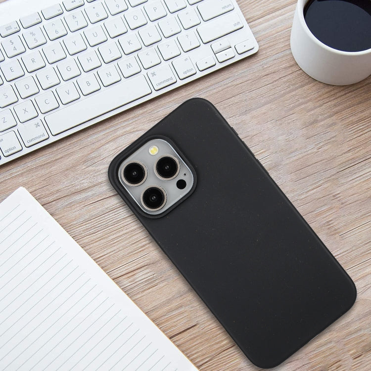 For iPhone 14 Pro Wheat MagSafe Magnetic Straw Material + TPU Phone Case(Black)