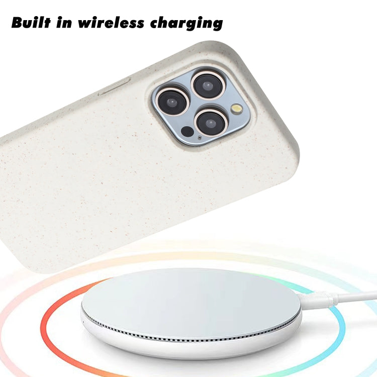 For iPhone 13 Pro Max Wheat MagSafe Magnetic Straw Material + TPU Phone Case(White)