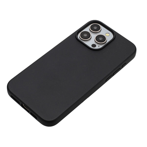 For iPhone 13 Pro Max Wheat MagSafe Magnetic Straw Material + TPU Phone Case(Black)