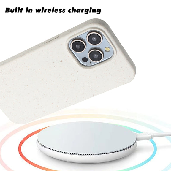 For iPhone 13 Pro Wheat MagSafe Magnetic Straw Material + TPU Phone Case(White)