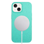 For iPhone 13 Wheat MagSafe Magnetic Straw Material + TPU Phone Case(Green)