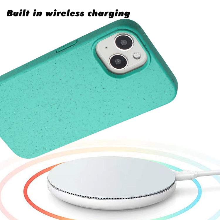 For iPhone 13 Wheat MagSafe Magnetic Straw Material + TPU Phone Case(Green)