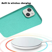 For iPhone 13 Wheat MagSafe Magnetic Straw Material + TPU Phone Case(Green)