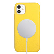 For iPhone 12 Wheat MagSafe Magnetic Straw Material + TPU Phone Case(Yellow)