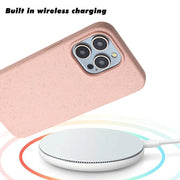 For iPhone 11 Pro Wheat MagSafe Magnetic Straw Material + TPU Phone Case(Pink)