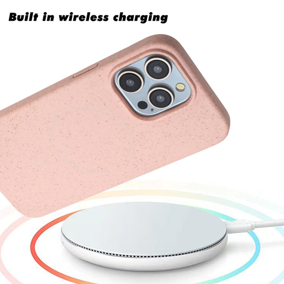 For iPhone 11 Pro Wheat MagSafe Magnetic Straw Material + TPU Phone Case(Pink)