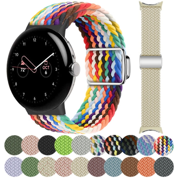 For Google Pixel Watch / Watch 2 Nylon Loop Magnetic Buckle Watch Band(Orange)