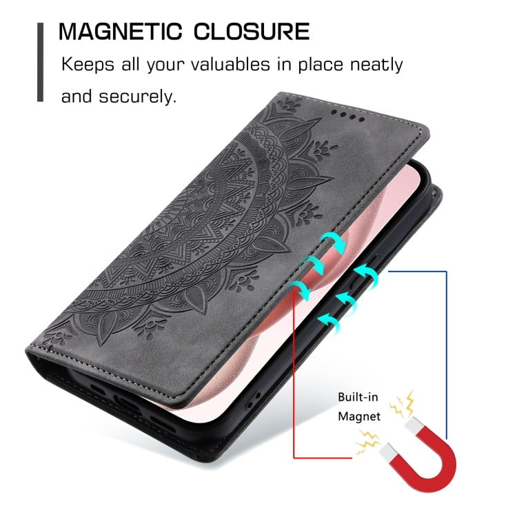 For iPhone 16 Pro Max Totem Embossed Magnetic Leather Phone Case(Grey)