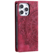 For iPhone 16 Pro Max Totem Embossed Magnetic Leather Phone Case(Red)
