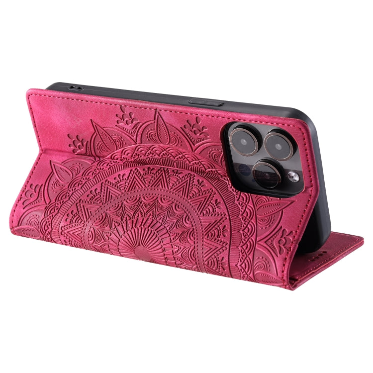 For iPhone 16 Pro Max Totem Embossed Magnetic Leather Phone Case(Red)