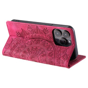 For iPhone 16 Pro Max Totem Embossed Magnetic Leather Phone Case(Red)