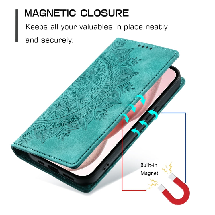 For iPhone 16 Pro Max Totem Embossed Magnetic Leather Phone Case(Green)