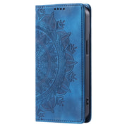 For iPhone 16 Pro Totem Embossed Magnetic Leather Phone Case(Blue)