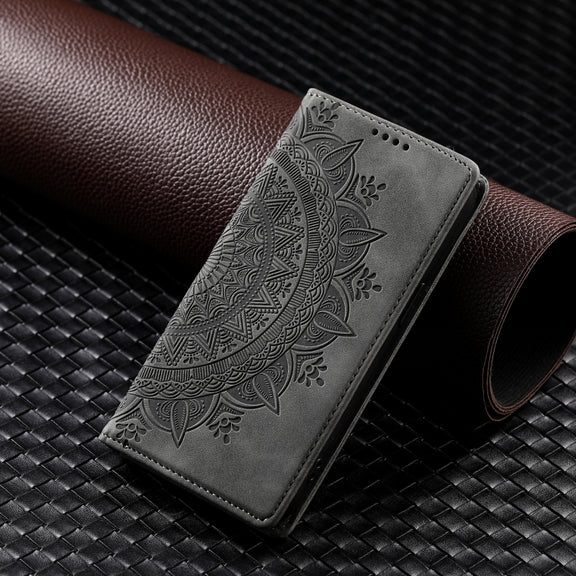 For iPhone 16 Pro Totem Embossed Magnetic Leather Phone Case(Grey)