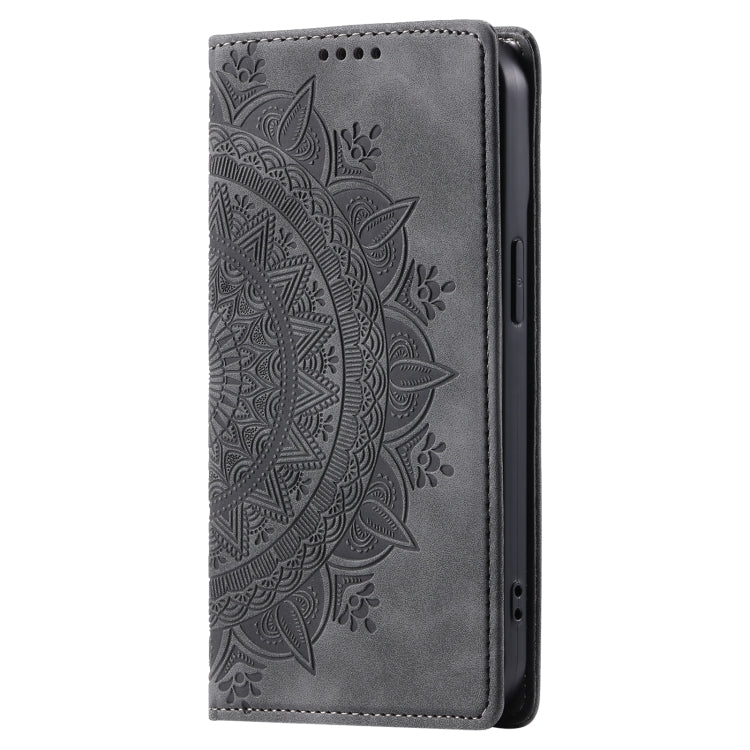 For iPhone 16 Pro Totem Embossed Magnetic Leather Phone Case(Grey)