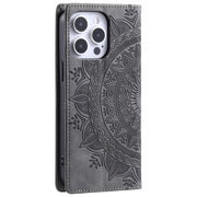 For iPhone 16 Pro Totem Embossed Magnetic Leather Phone Case(Grey)