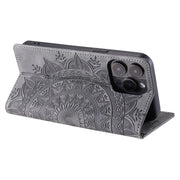 For iPhone 16 Pro Totem Embossed Magnetic Leather Phone Case(Grey)