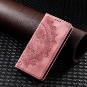 For iPhone 16 Pro Totem Embossed Magnetic Leather Phone Case(Rose Gold)