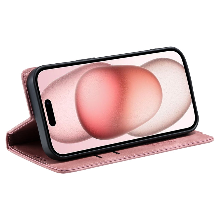 For iPhone 16 Pro Totem Embossed Magnetic Leather Phone Case(Rose Gold)