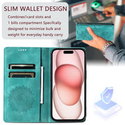 For iPhone 16 Pro Totem Embossed Magnetic Leather Phone Case(Green)