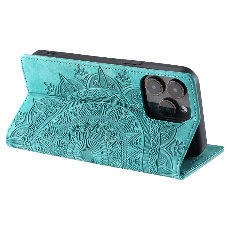 For iPhone 16 Pro Totem Embossed Magnetic Leather Phone Case(Green)