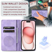 For iPhone 16 Pro Totem Embossed Magnetic Leather Phone Case(Purple)