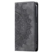 For iPhone 16 Plus Totem Embossed Magnetic Leather Phone Case(Grey)