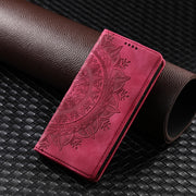 For iPhone 16 Plus Totem Embossed Magnetic Leather Phone Case(Red)