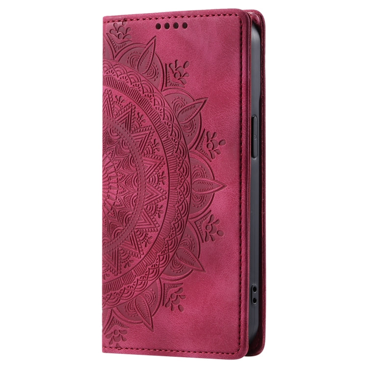For iPhone 16 Plus Totem Embossed Magnetic Leather Phone Case(Red)