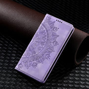 For iPhone 16 Plus Totem Embossed Magnetic Leather Phone Case(Purple)