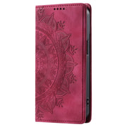 For iPhone 16 Totem Embossed Magnetic Leather Phone Case(Red)
