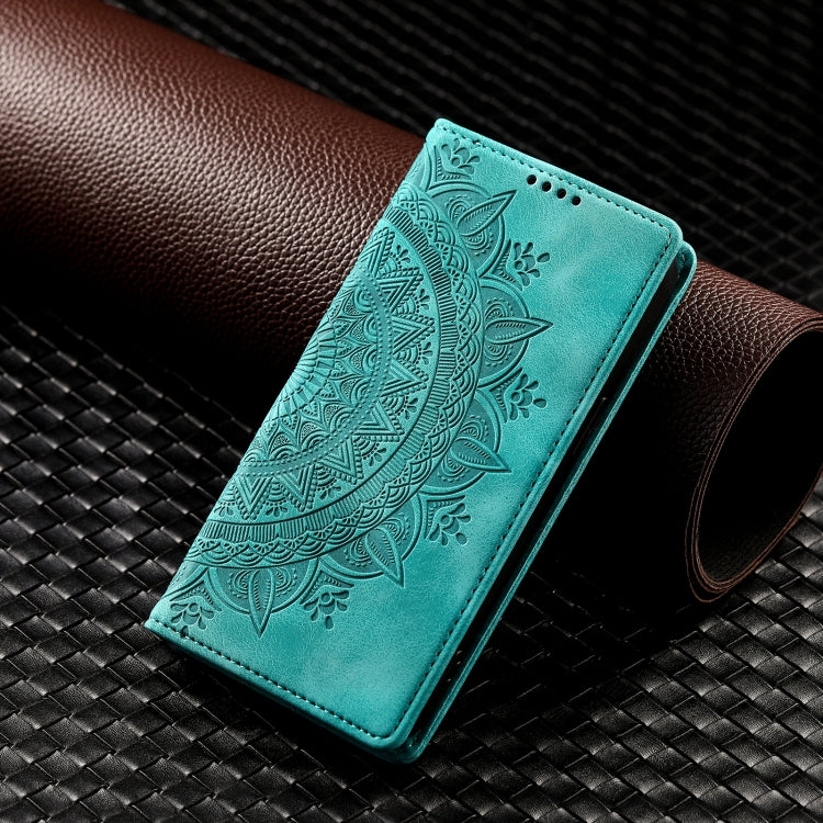 For iPhone 16 Totem Embossed Magnetic Leather Phone Case(Green)