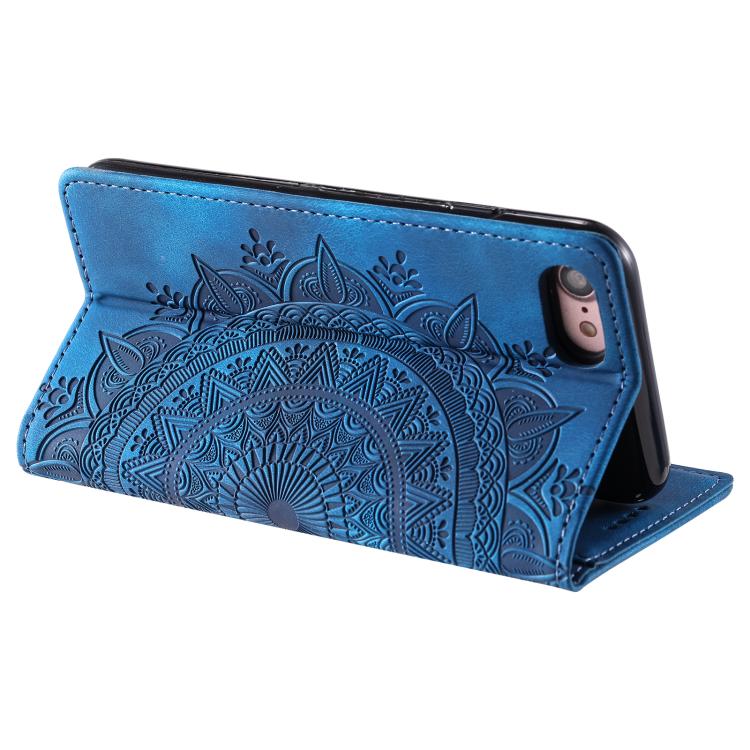 For iPhone 16e Totem Embossed Magnetic Leather Phone Case(Blue)