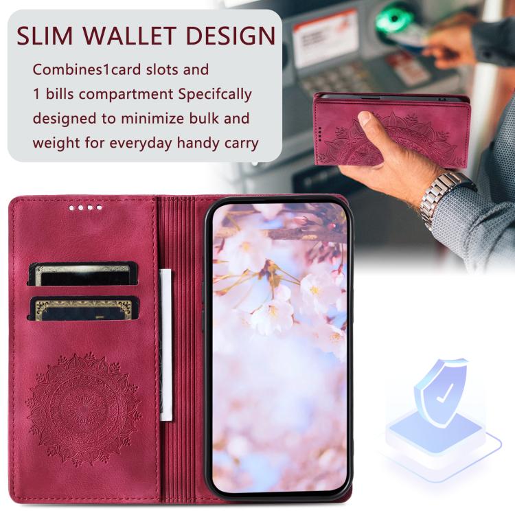 For iPhone 16e Totem Embossed Magnetic Leather Phone Case(Red)