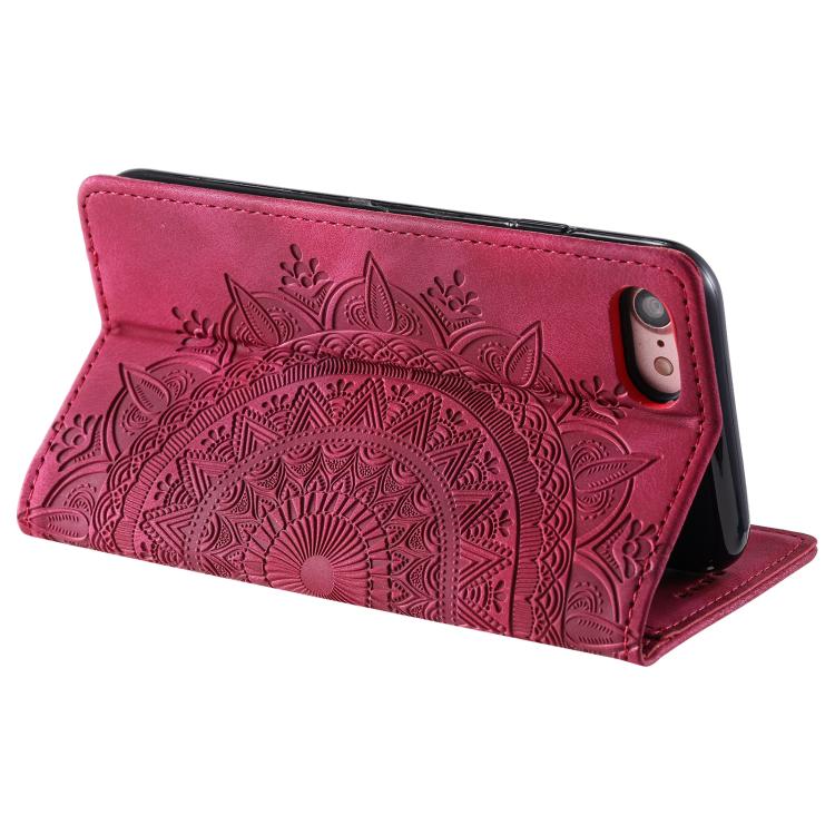 For iPhone 16e Totem Embossed Magnetic Leather Phone Case(Red)